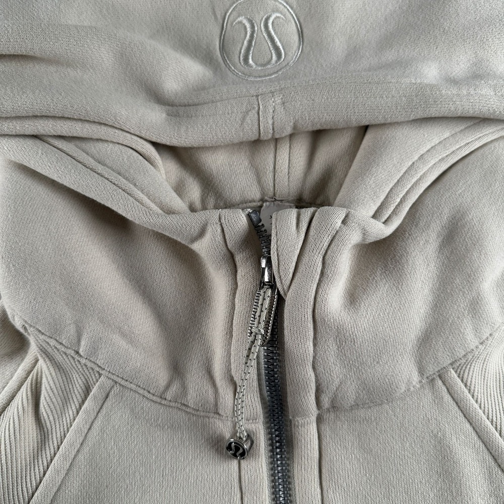 Lululemon Scuba Hoodie Womens XS/S Half Zip Pullover Cropped Fleece Cream Beige - Picture 3 of 8